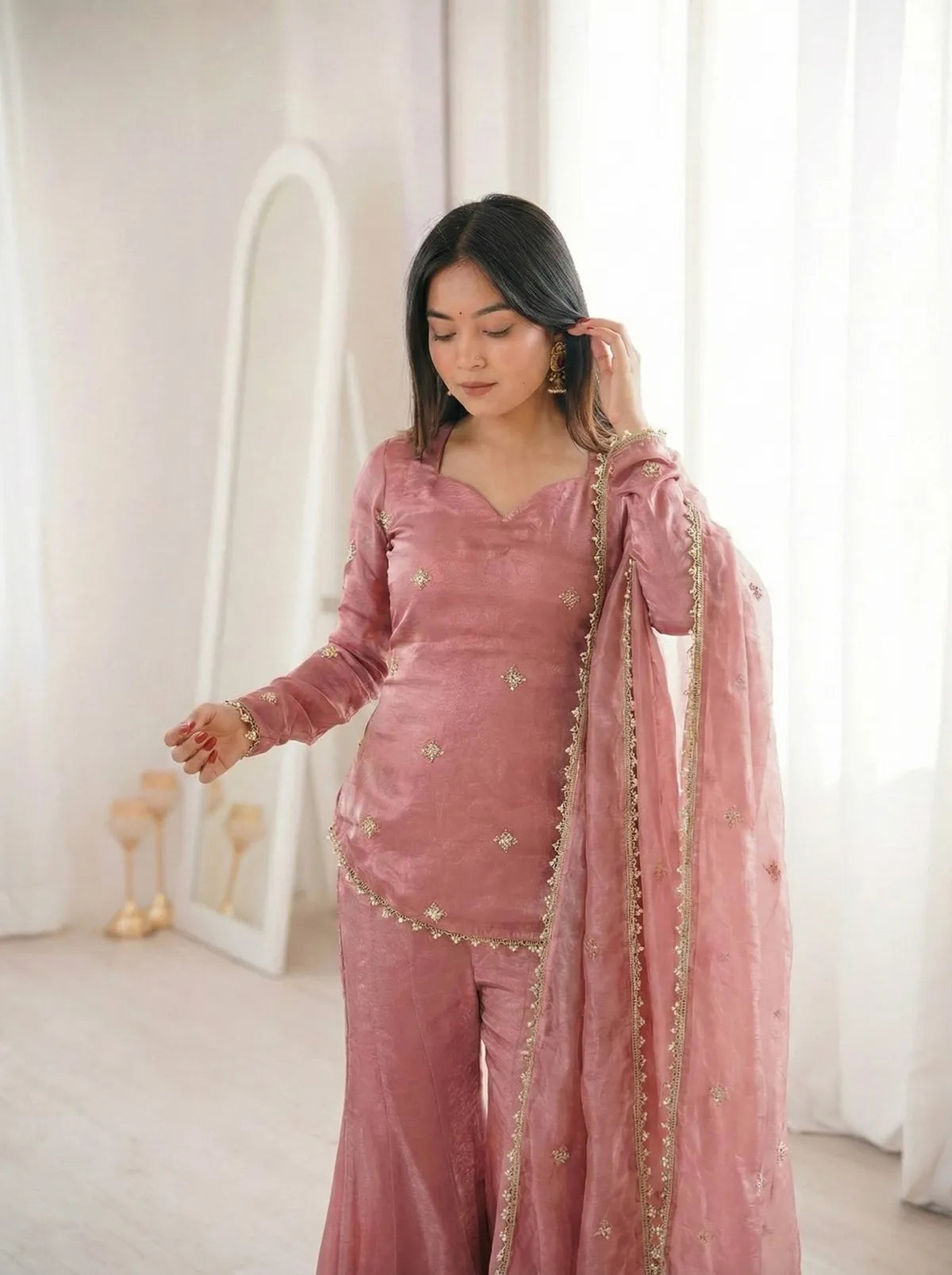 Premium Fendy Silk Sharara Suit Set with Dupatta for Women | Party, Wedding & Festive Wear