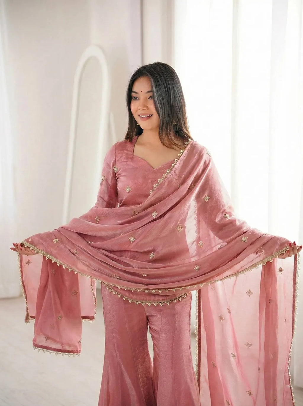 Premium Fendy Silk Sharara Suit Set with Dupatta for Women | Party, Wedding & Festive Wear