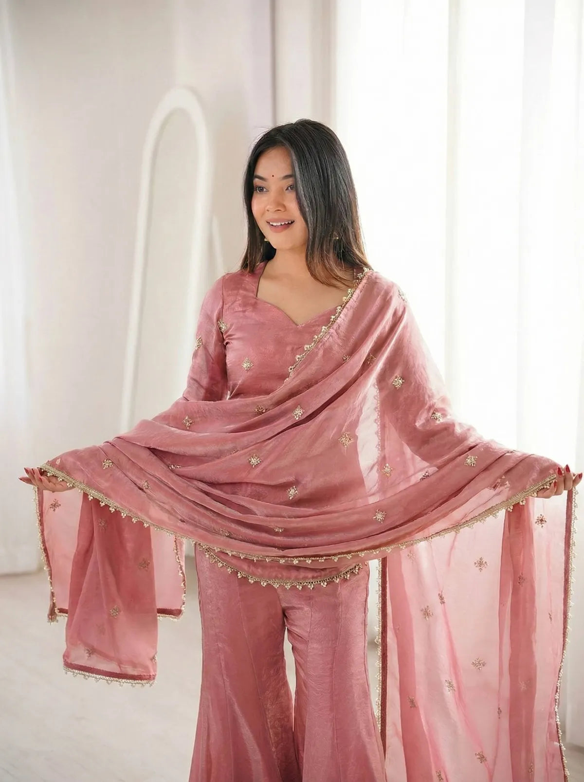 Premium Fendy Silk Sharara Suit Set with Dupatta for Women | Party, Wedding & Festive Wear