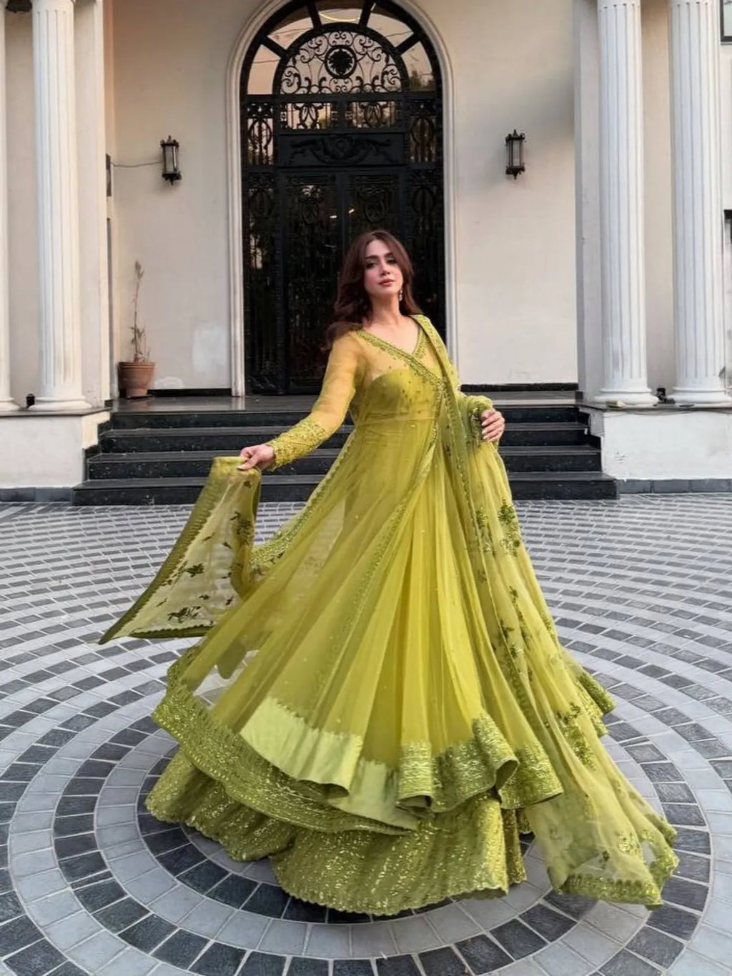 Butterfly Net Sequins Kediyu Style Shrug Lehenga Set for Women | Designer Embroidered Festive Wear with Dupatta
