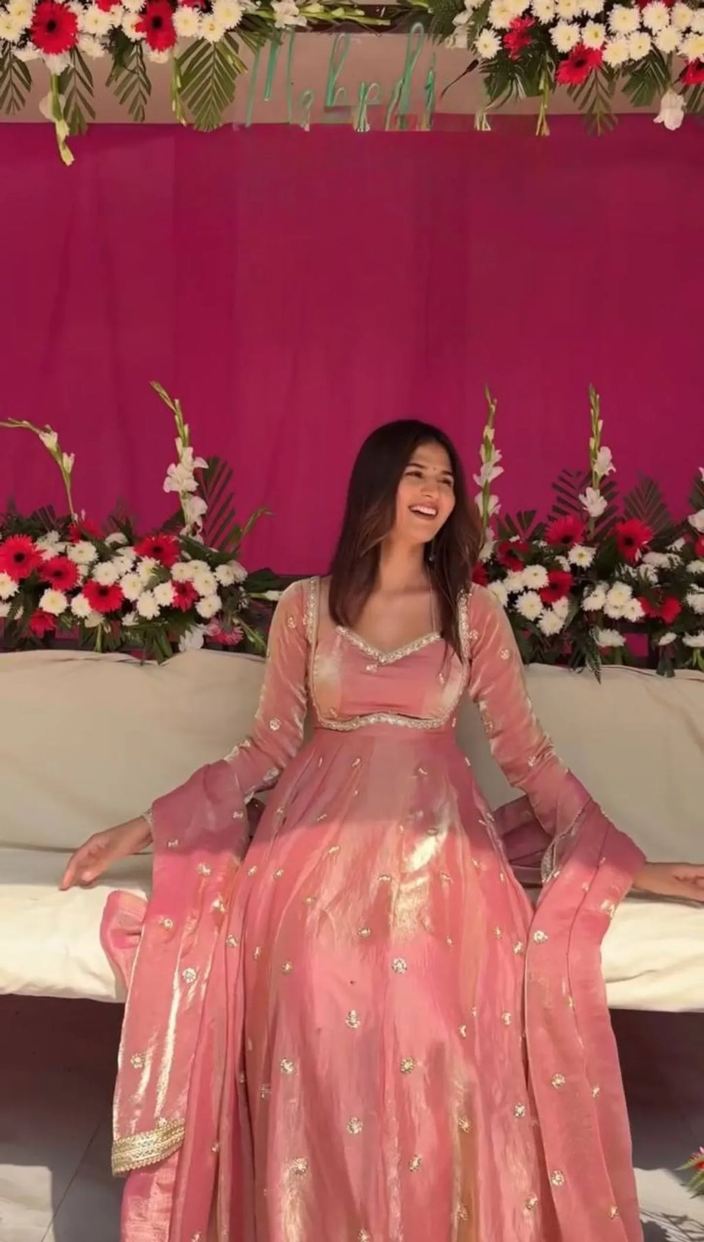 Dusty Rose Anarkali Suit Set with Dupatta | Embroidered Ethnic Wear for Women | Party, Wedding & Festive Collection