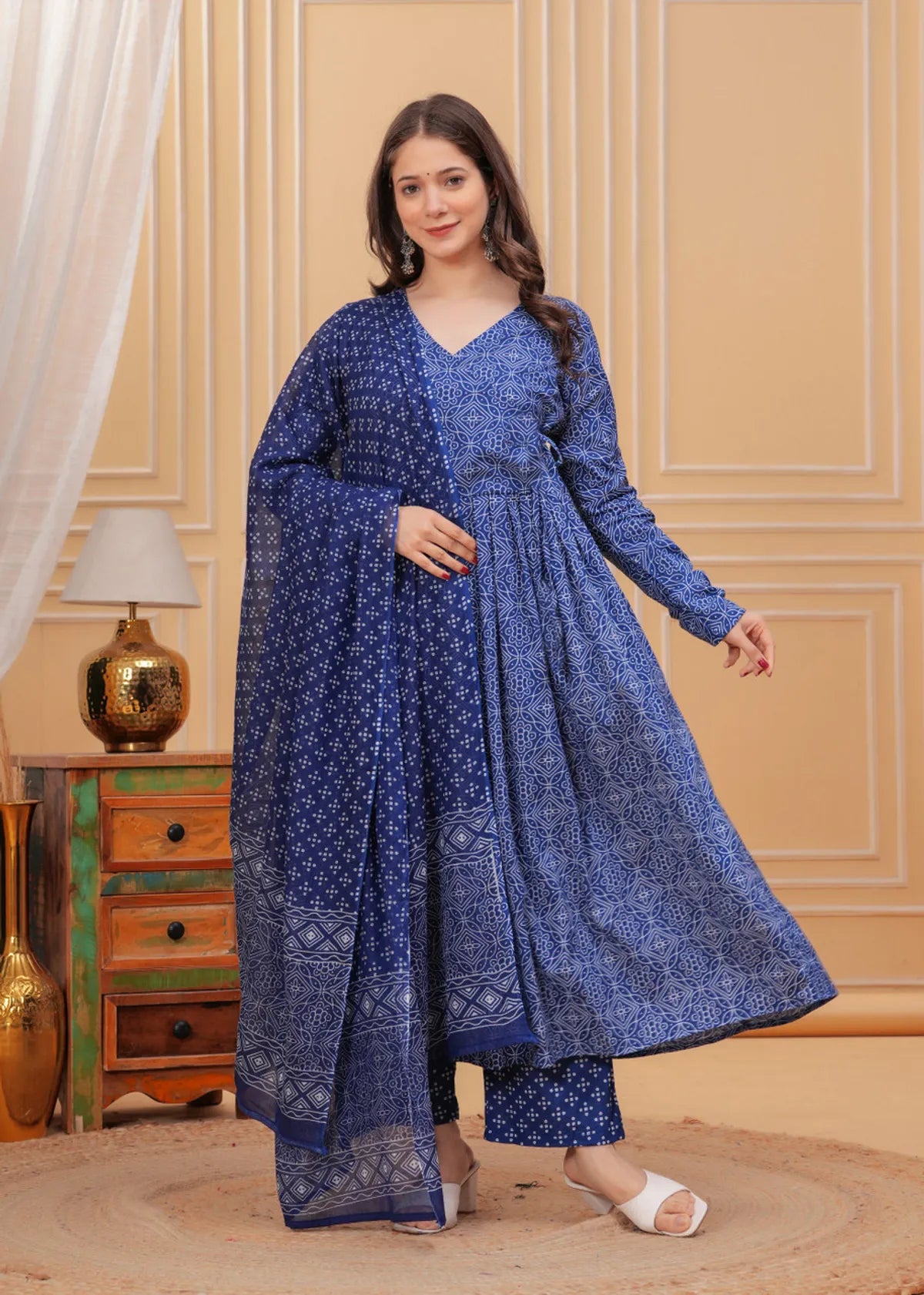 Women's Purple Rayon Printed Kurti Pant & Dupatta Set | Ethnic 3 Piece Suit Set