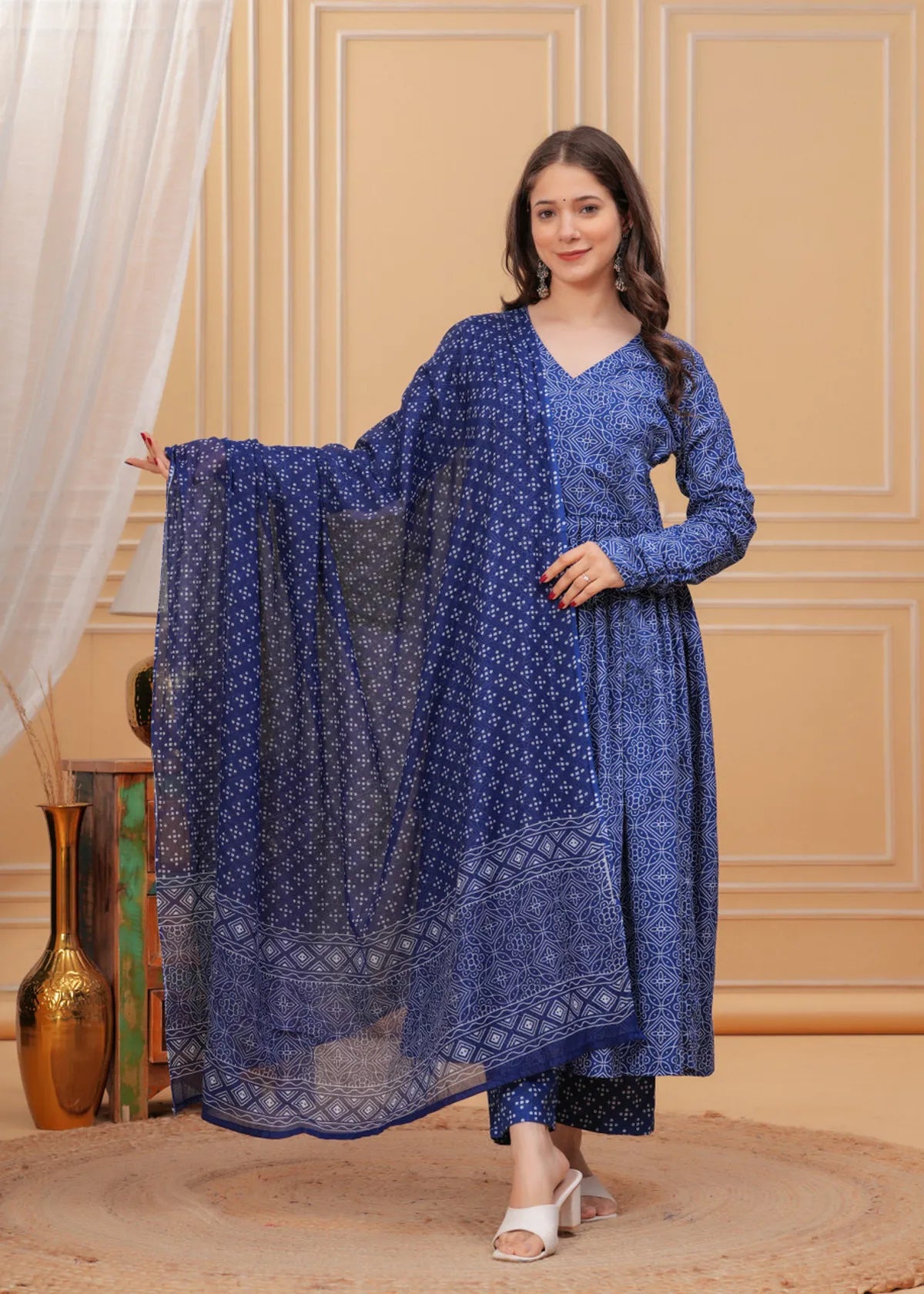 Women's Purple Rayon Printed Kurti Pant & Dupatta Set | Ethnic 3 Piece Suit Set