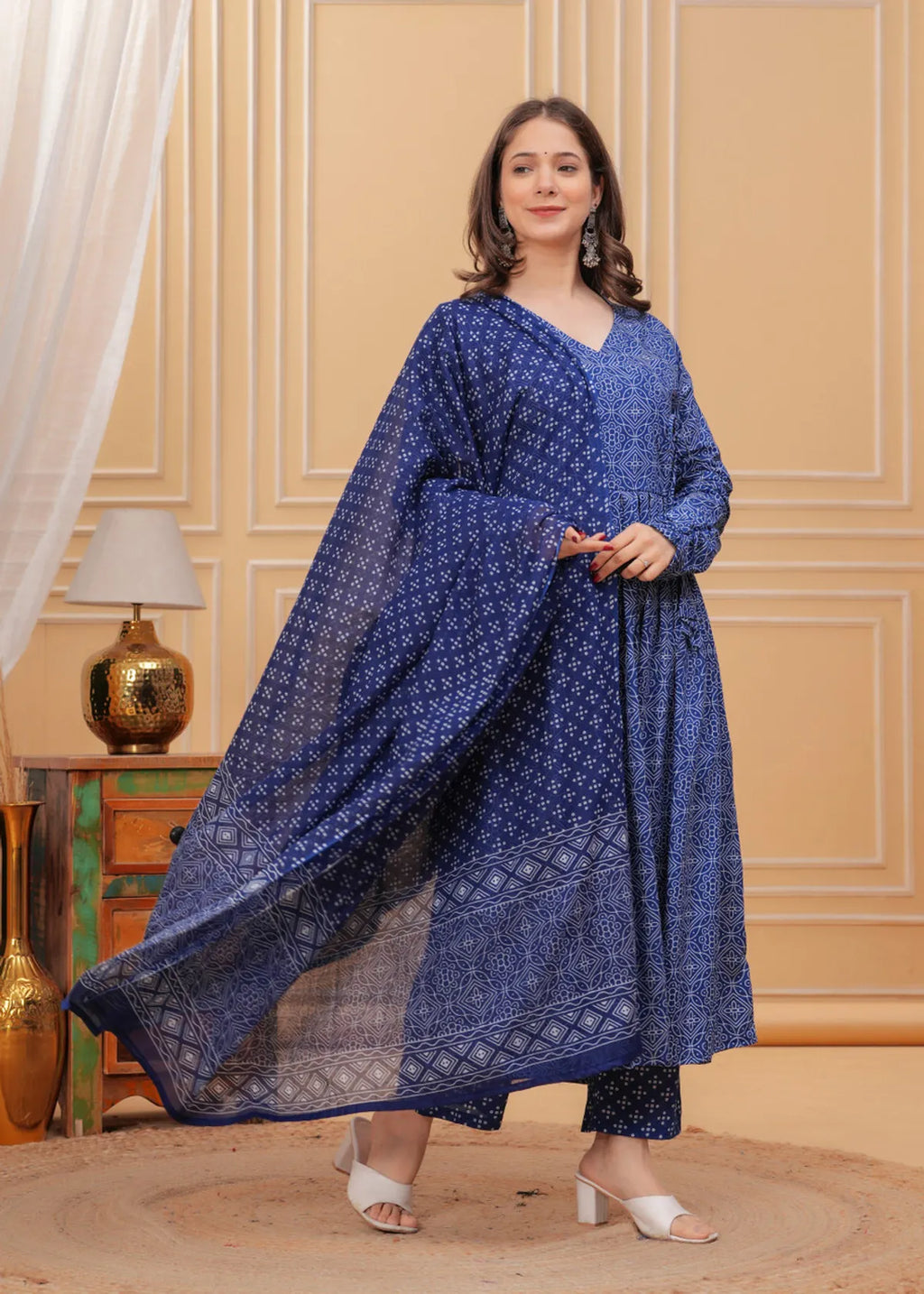 Women's Purple Rayon Printed Kurti Pant & Dupatta Set | Ethnic 3 Piece Suit Set