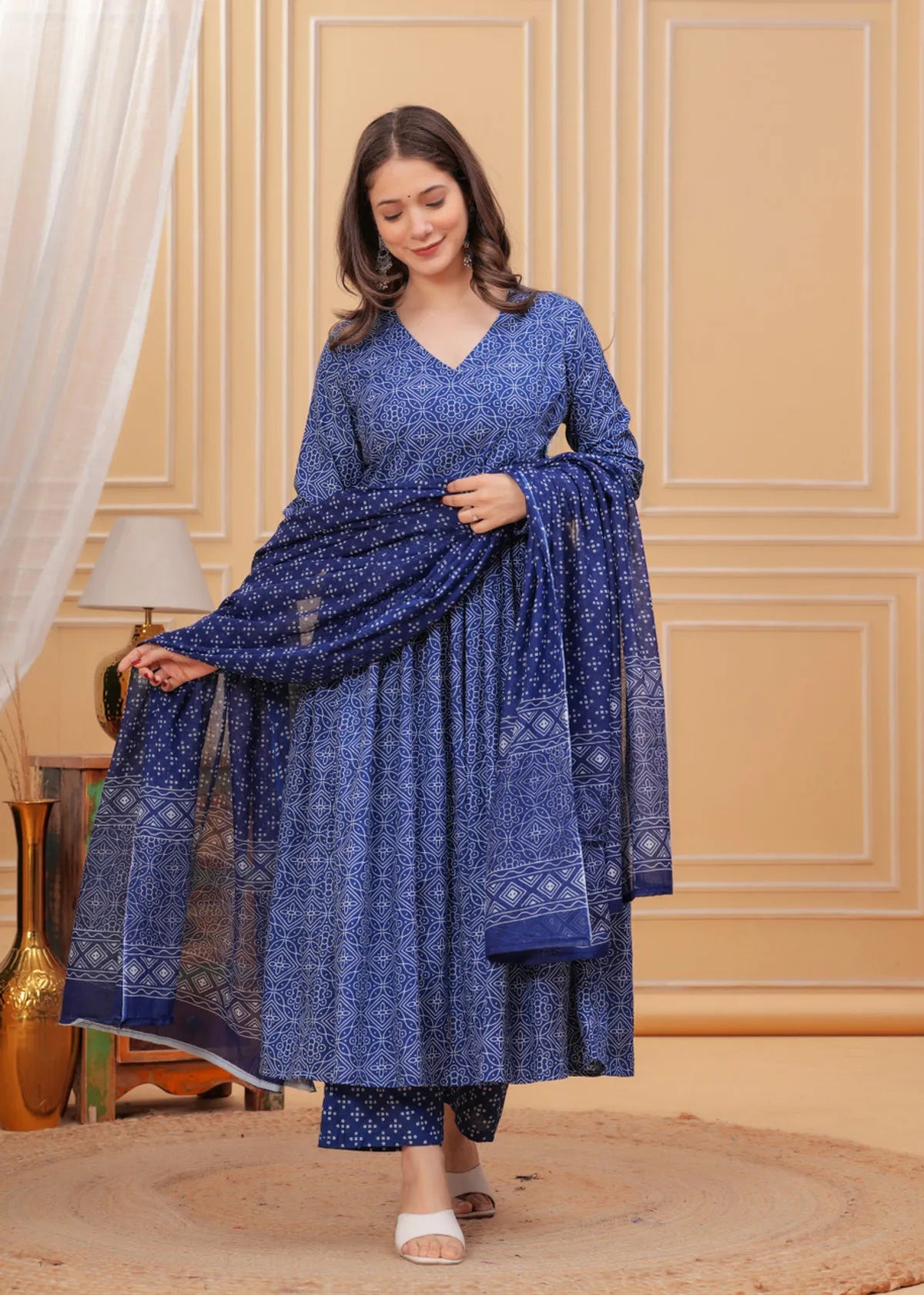 Women's Purple Rayon Printed Kurti Pant & Dupatta Set | Ethnic 3 Piece Suit Set