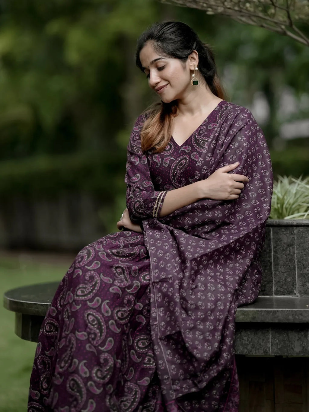 Women's Jamun Rayon Printed Kurta Pant & Dupatta Set | Paisley Print Ethnic Suit Set | Regular Fit | Festive, Casual & Office Wear