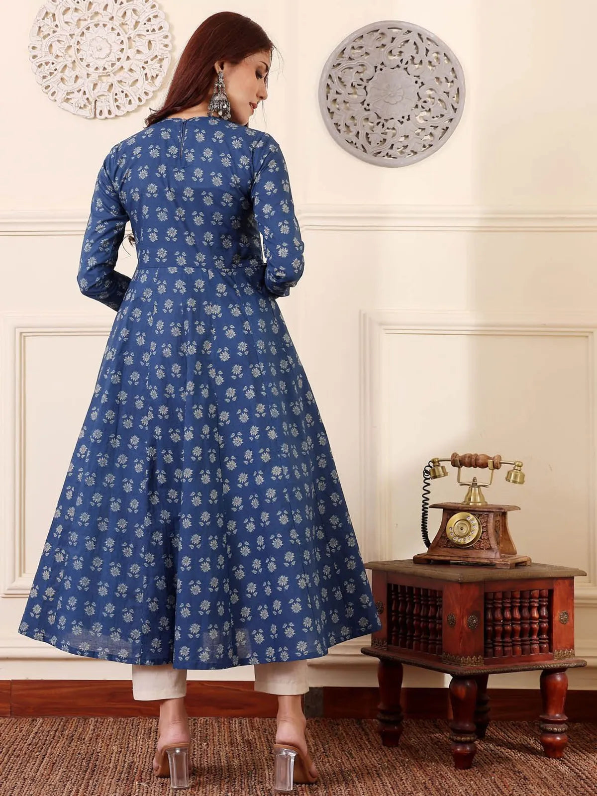 Elegant Morpich Rayon Printed Kurta Pant Dupatta Set for Women | Ethnic Blue Suit Set