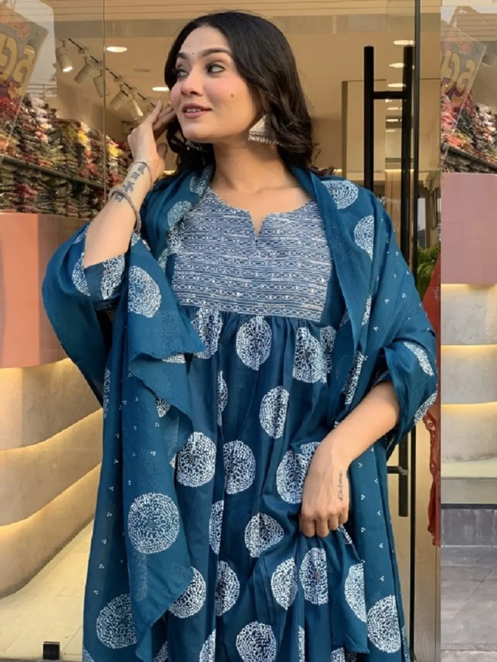 Elegant Morpich Printed Rayon Kurta Pant & Dupatta Set