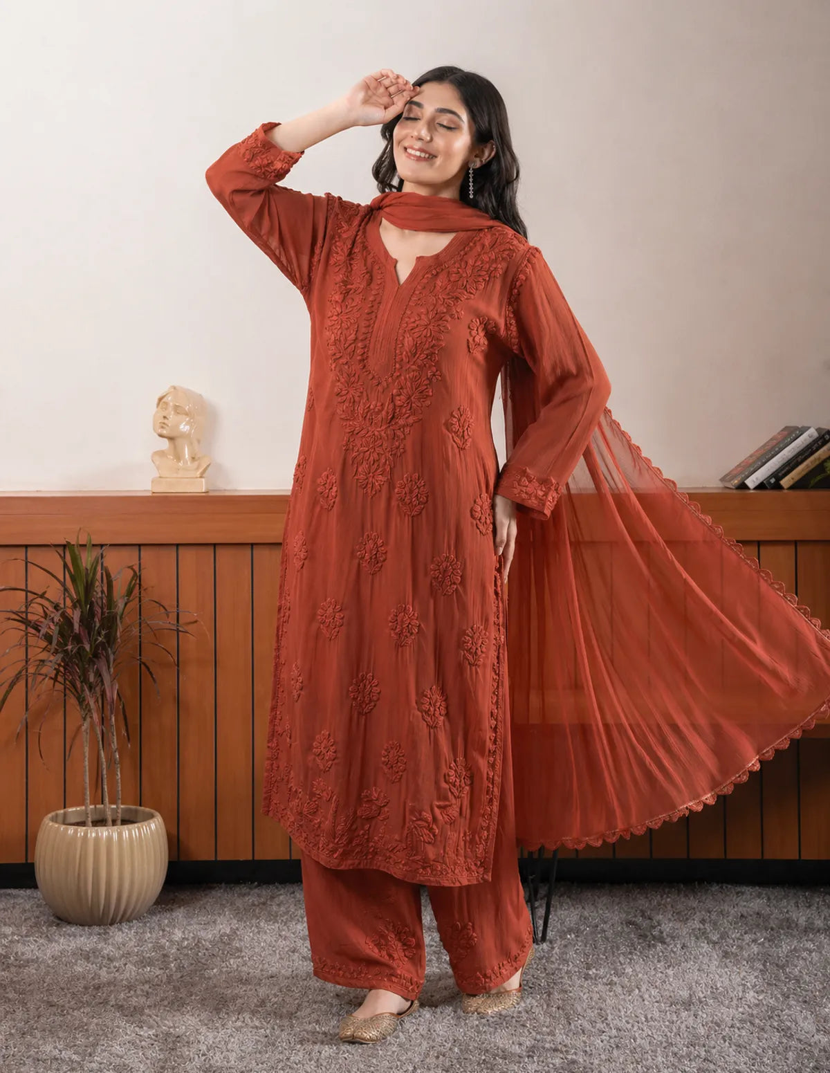 Designer Faux Georgette Embroidered Suit Set with Dupatta for Women | Party & Festive Wear