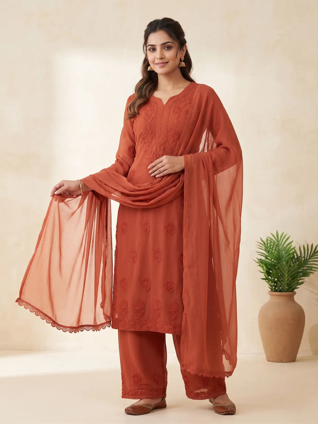 Designer Faux Georgette Embroidered Suit Set with Dupatta for Women | Party & Festive Wear