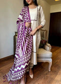 Ivory Khadi Cotton Thread Embroidered Kurta Set with Pant & Printed Dupatta