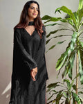 Black Georgette Chikankari Embroidered Kurta Pant & Dupatta Set for Women | Elegant Ethnic Wear