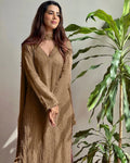 Brown Georgette Chikankari Embroidered Kurta Pant & Dupatta Set for Women | Elegant Ethnic Wear
