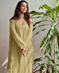 Pastel Lime Georgette Chikankari Embroidered Kurta Pant & Dupatta Set for Women | Elegant Ethnic Wear