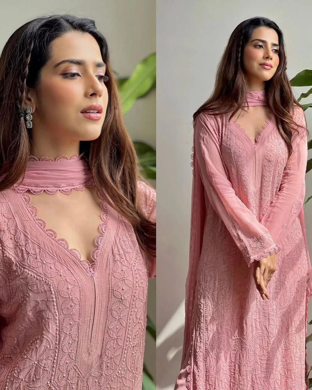 Chikankari Embroidered Anarkali Kurta Set with Dupatta