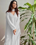 White Georgette Chikankari Embroidered Kurta Pant & Dupatta Set for Women | Elegant Ethnic Wear