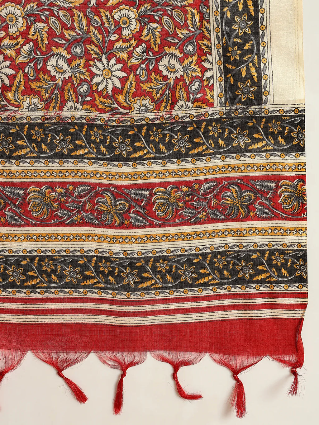 Ivory Khadi Cotton Thread Embroidered Kurta Set with Pant & Printed Dupatta
