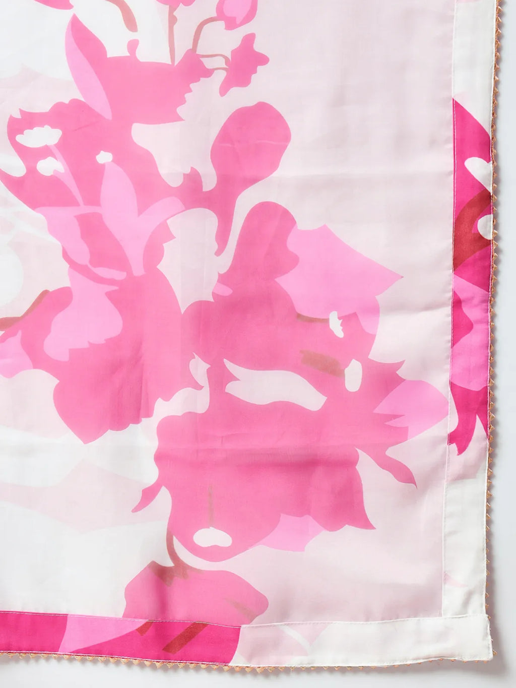 Blush Pink Muslin Floral Digital Print Kurta Set with Pant & Organza Dupatta