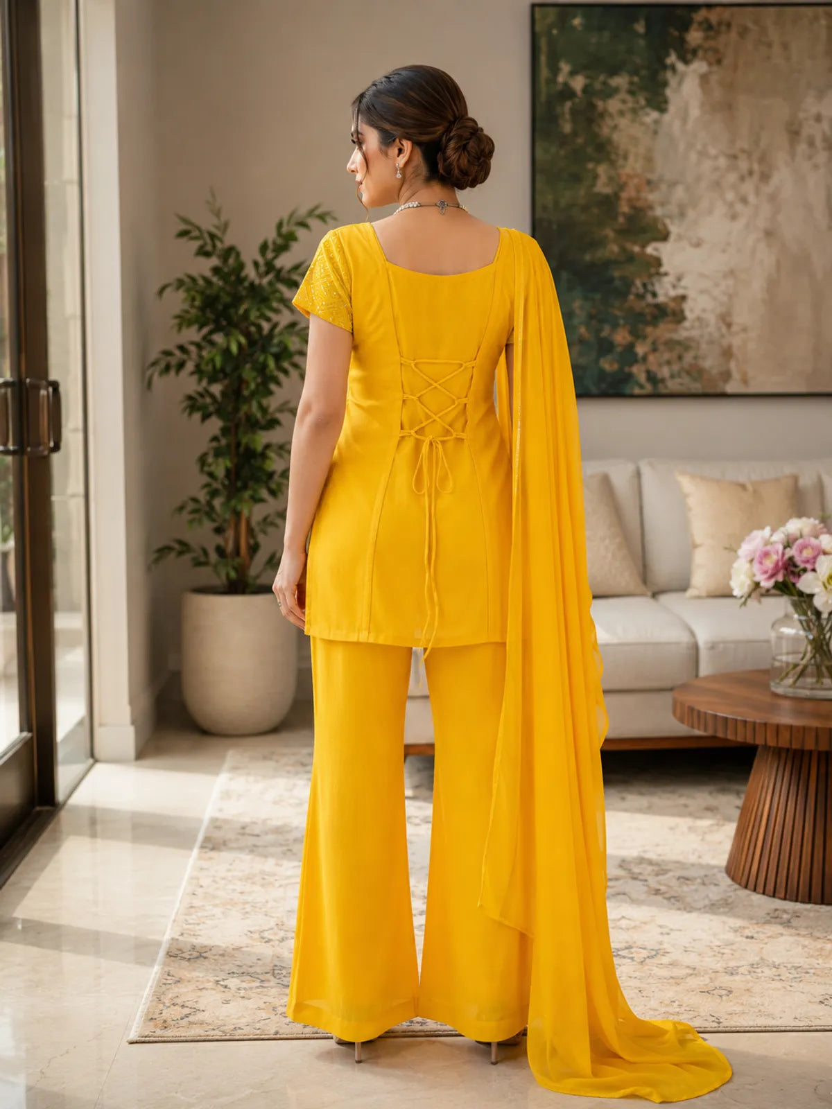 Designer Faux Georgette Boot Cut Suit Set with Dupatta