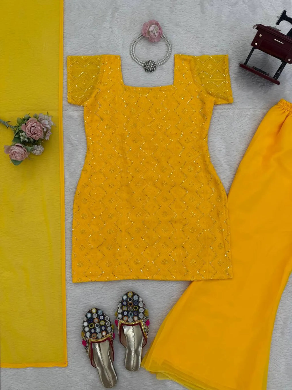 Designer Faux Georgette Boot Cut Suit Set with Dupatta