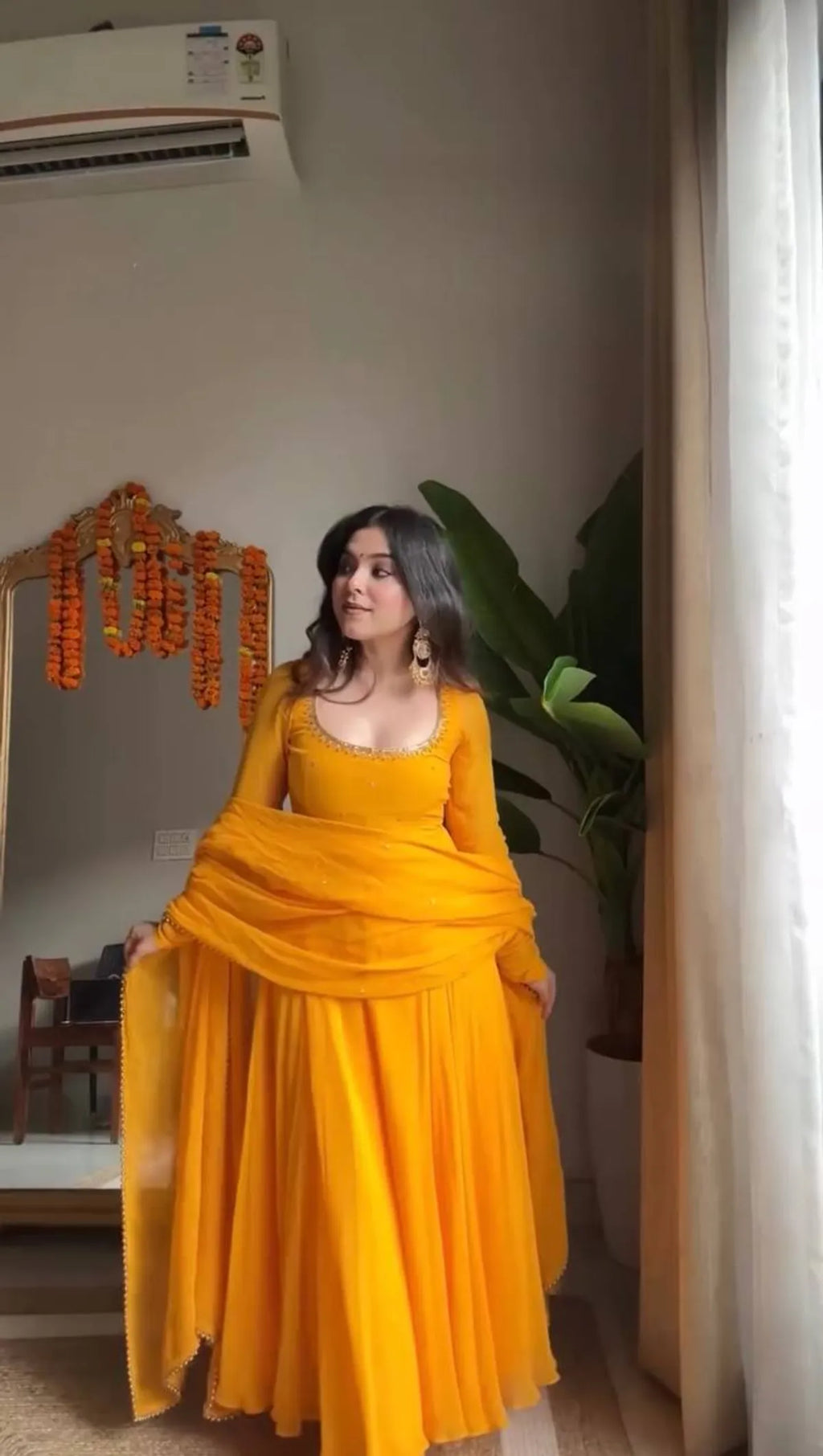 Mustard Yellow Pakistani Anarkali Sharara Suit with Dupatta for Women | Festive & Party Wear