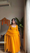 Mustard Yellow Pakistani Anarkali Sharara Suit with Dupatta for Women | Festive & Party Wear