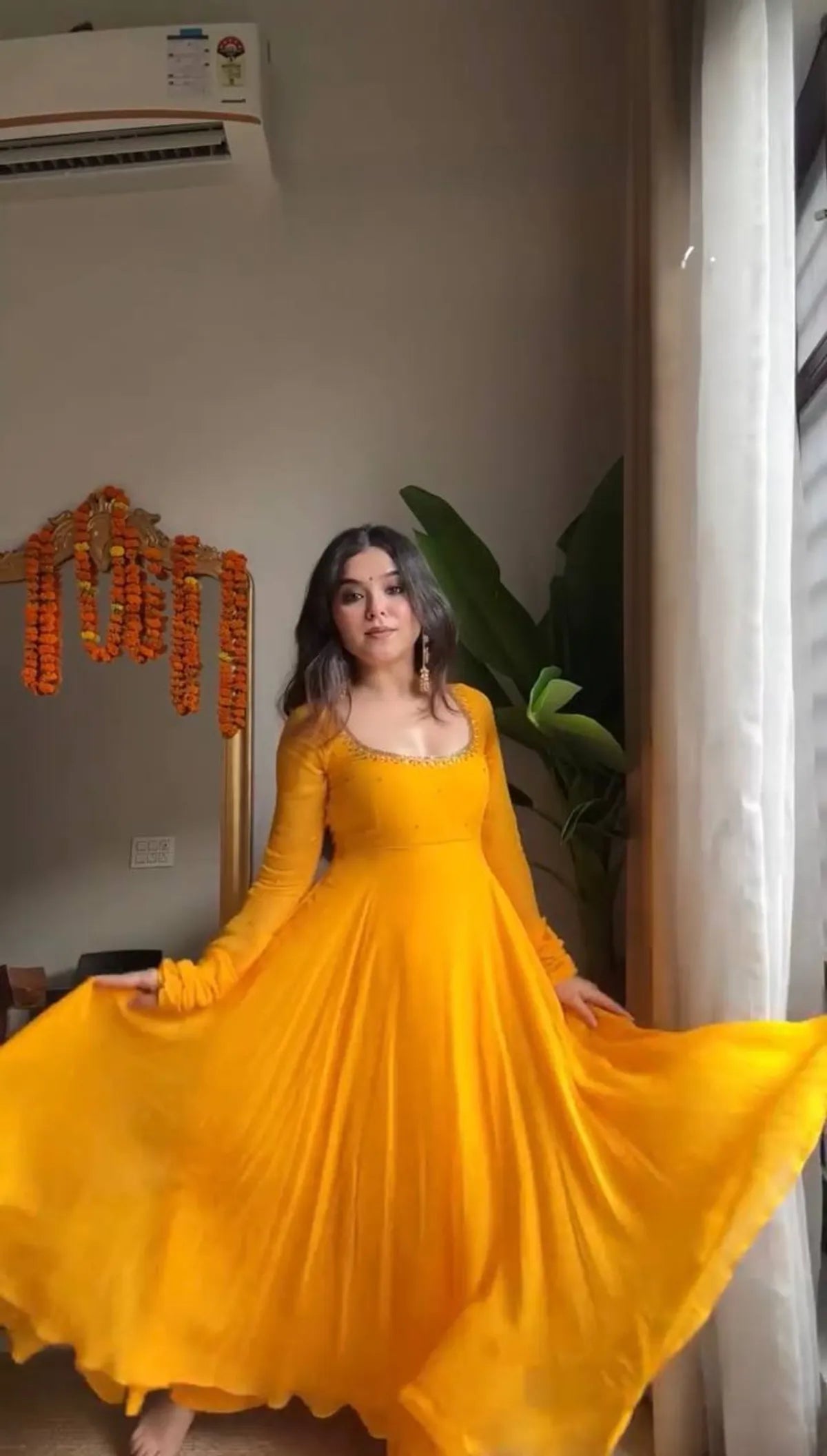 Mustard Yellow Pakistani Anarkali Sharara Suit with Dupatta for Women | Festive & Party Wear