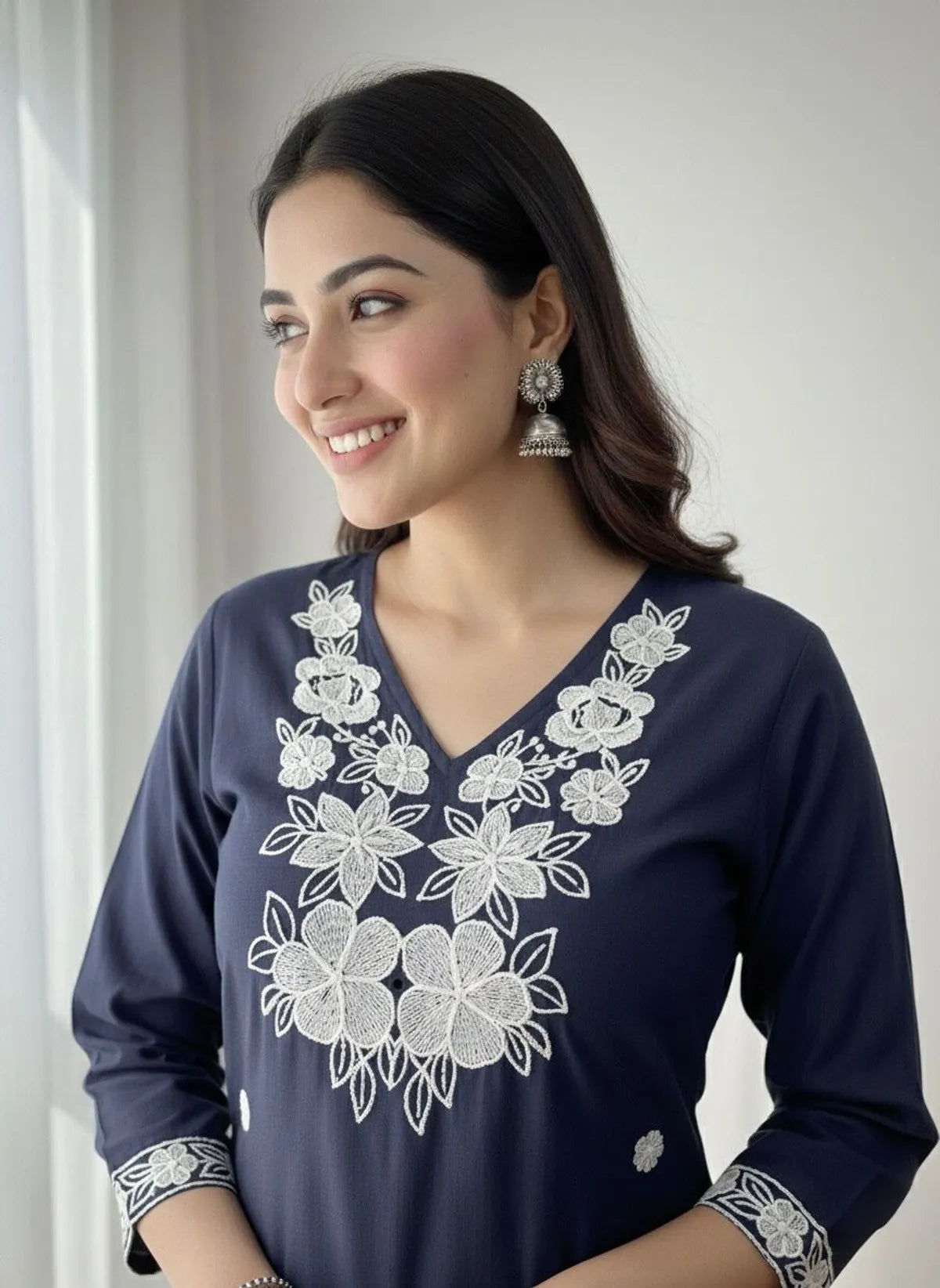 Mustard Khadi Cotton Embroidered Kurta Pant Set for Women