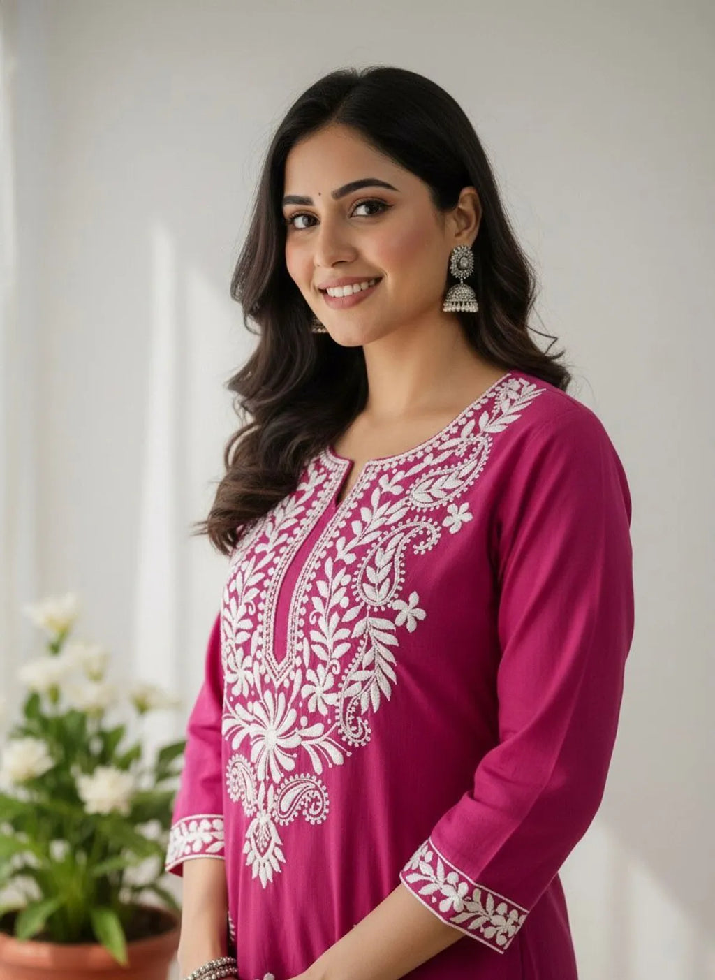 Mustard Khadi Cotton Embroidered Kurta Pant Set for Women