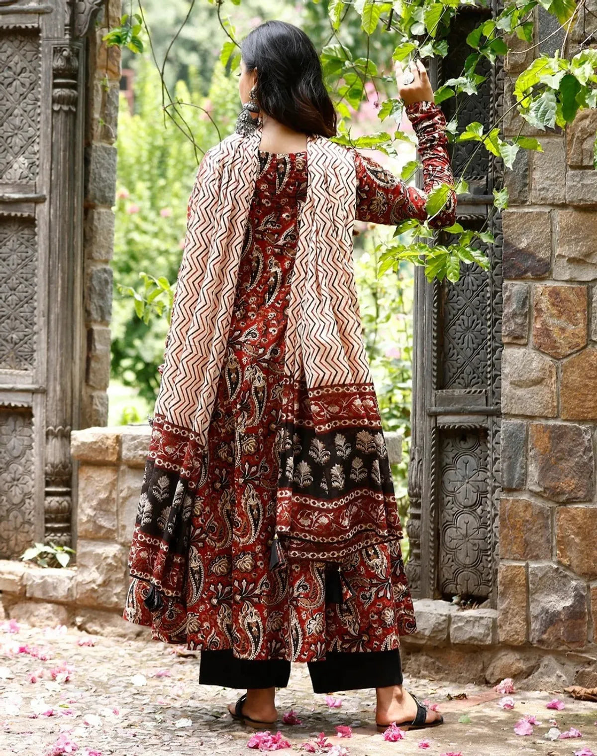 Stylish Maroon Rayon Printed Kurta Pant Set with Printed Dupatta