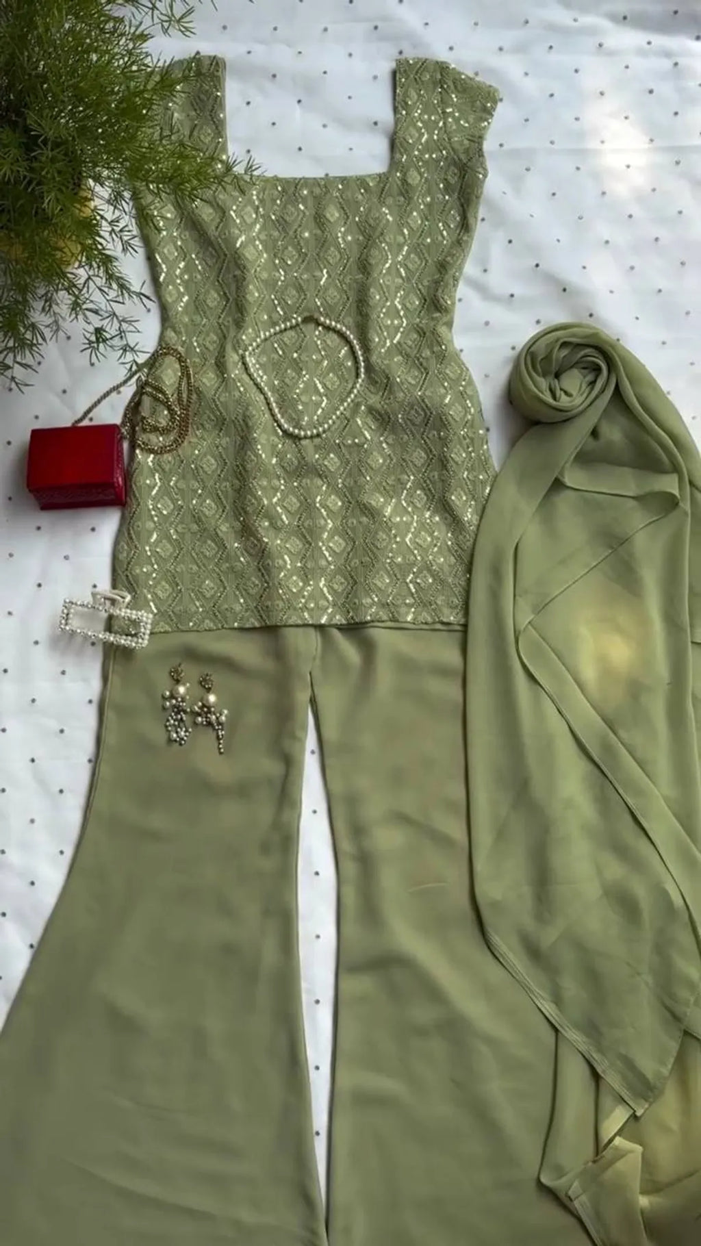 Designer Faux Georgette Boot Cut Suit Set with Dupatta