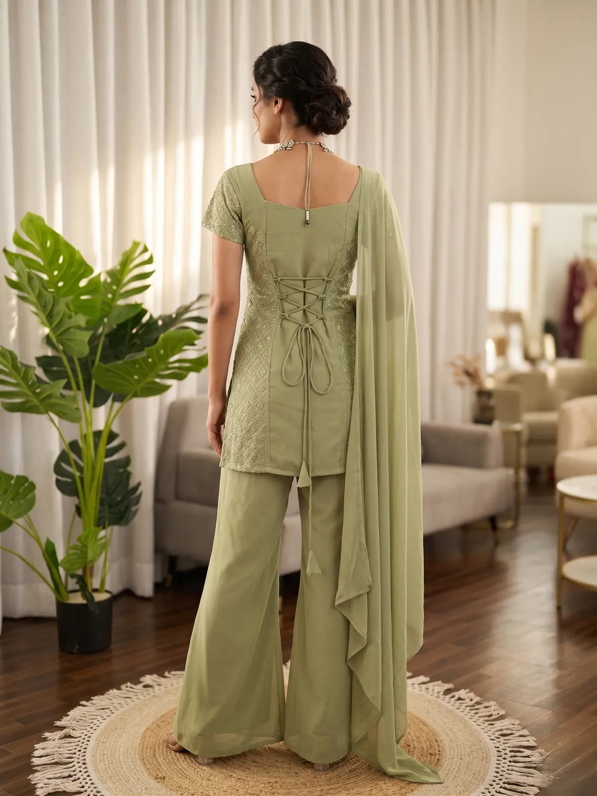 Designer Faux Georgette Boot Cut Suit Set with Dupatta