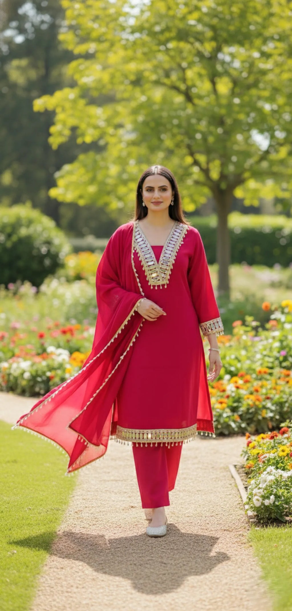 Black Velvet Mirror Work Festive Kurta Pant & Dupatta Set