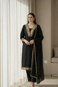 Black Velvet Mirror Work Festive Kurta Pant & Dupatta Set