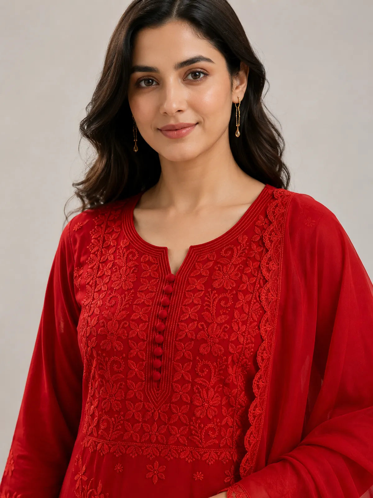 Chikankari Embroidered Kurta Set with Dupatta for Women